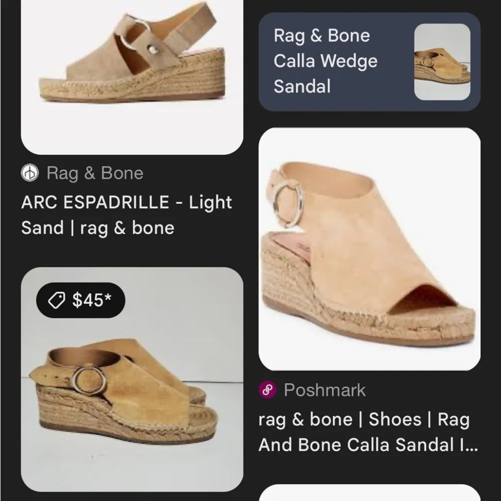 Rag & Bone Calla Beige Suede Wedge Espadrille Sandal - Image 8