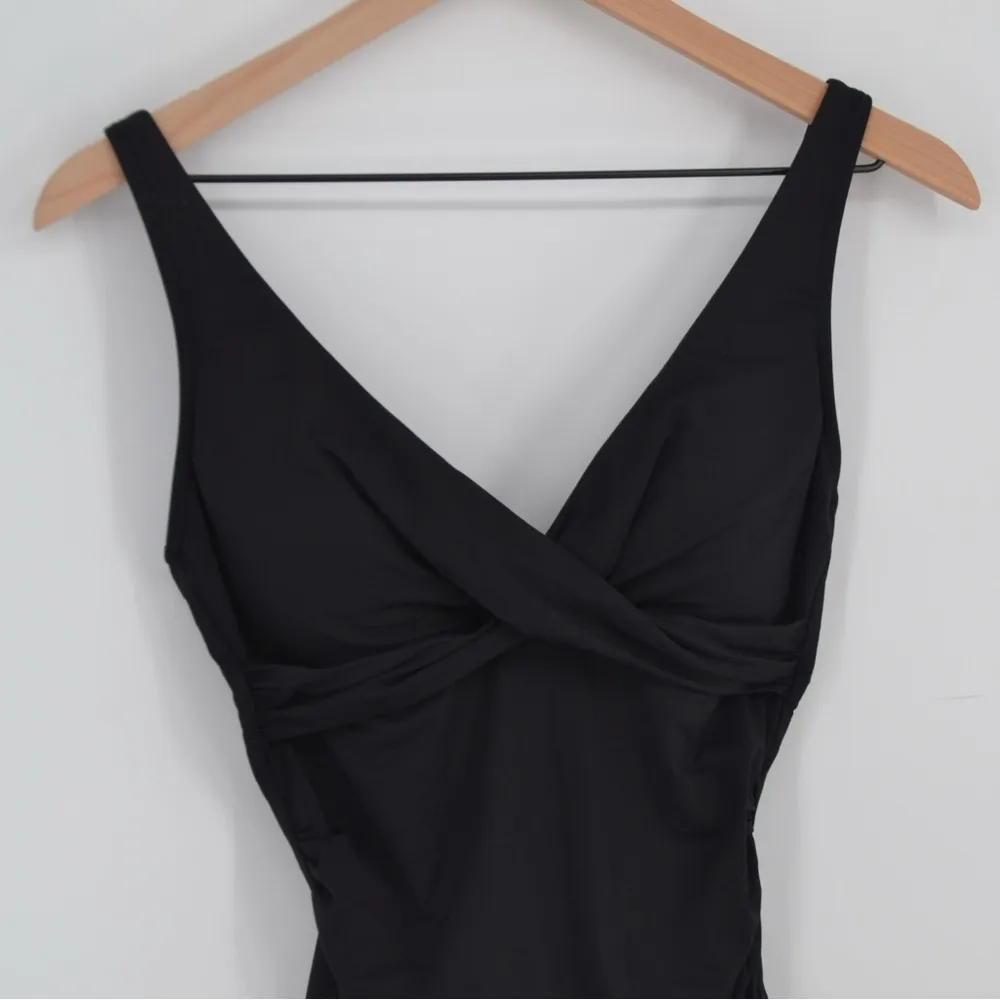 Sea Level Plains Cross Front Ruched One Piece Swimsuit Tummy Control in Black 6 - Image 4