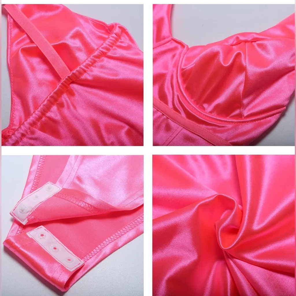 Sleek Pink Satin Women's Top Size M - Image 5
