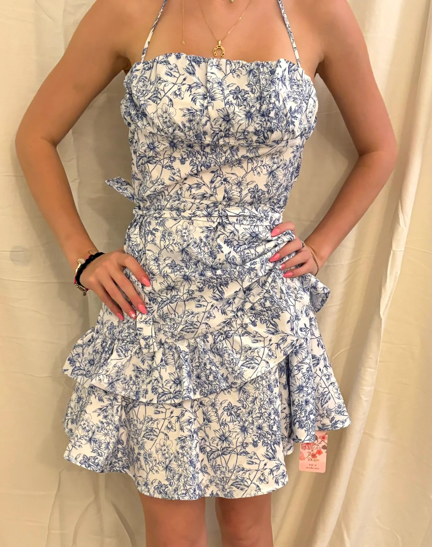 Floral Coastal Flowy Halter Dress - Image 5