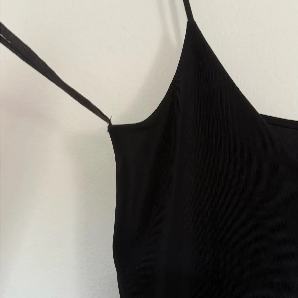 Vintage Y2K Eye Candy Black Mini ruffle hem Dress with Spaghetti Straps - Image 4