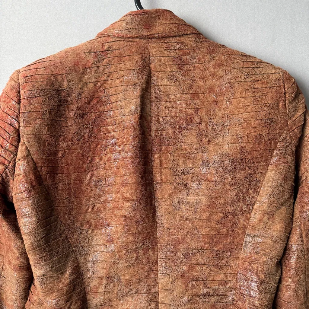 Zara sz‎ XS brown faux leather basic blazer - Image 9