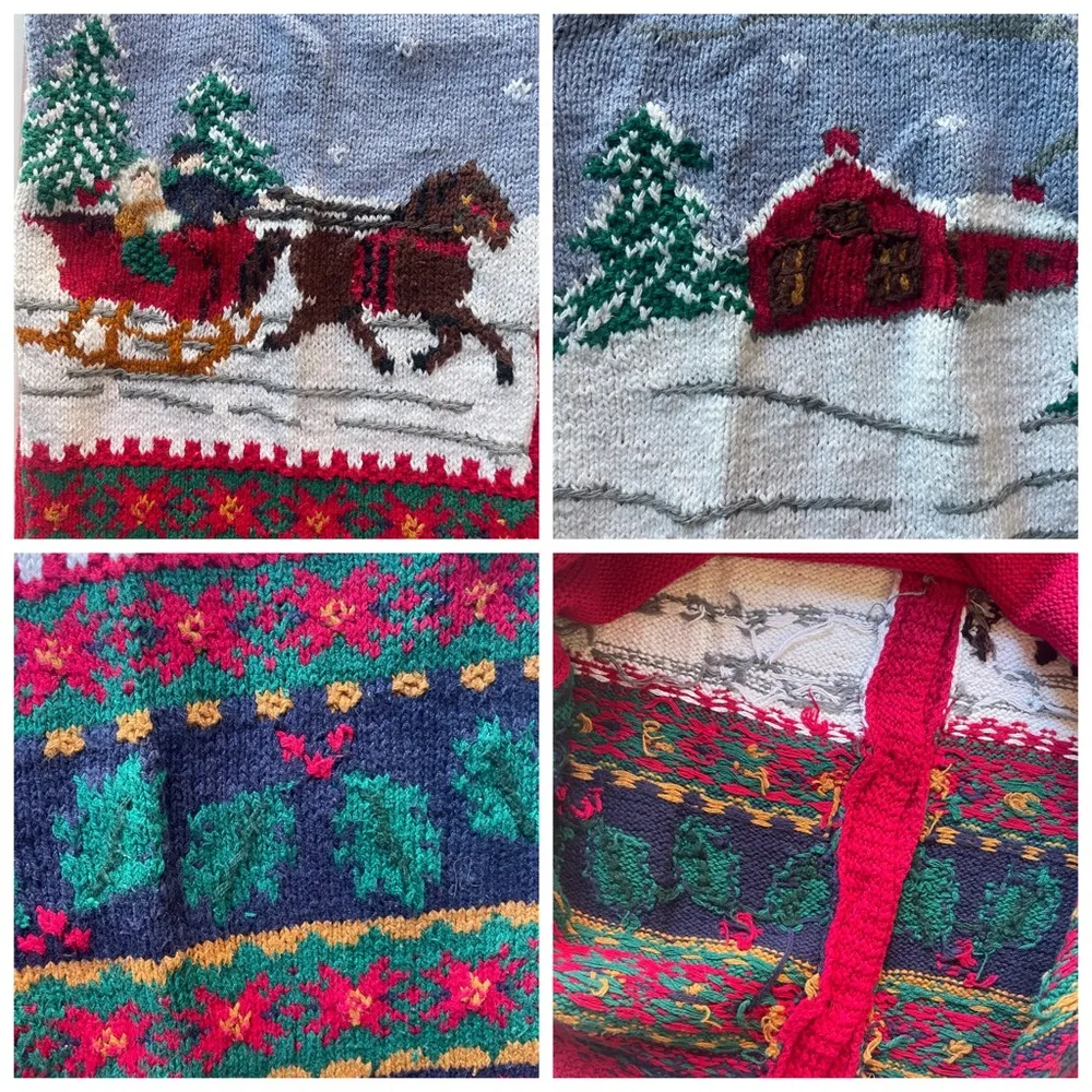 Talbots Christmas Sweater Knit Vest Red Green Size Medium Winter Holiday Novelty - Image 7