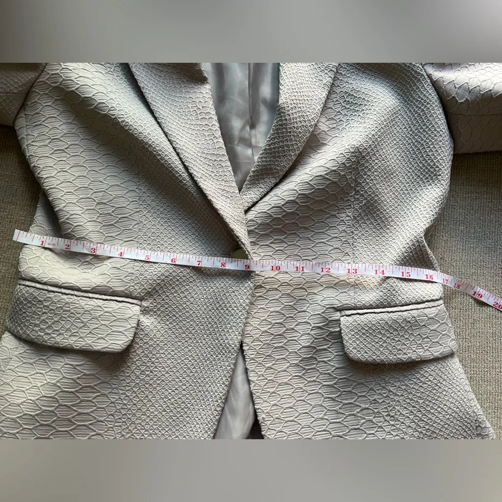 Cynthia Rowley Women’s Beige Textured Blazer Jacket Size M Single Button - Image 7
