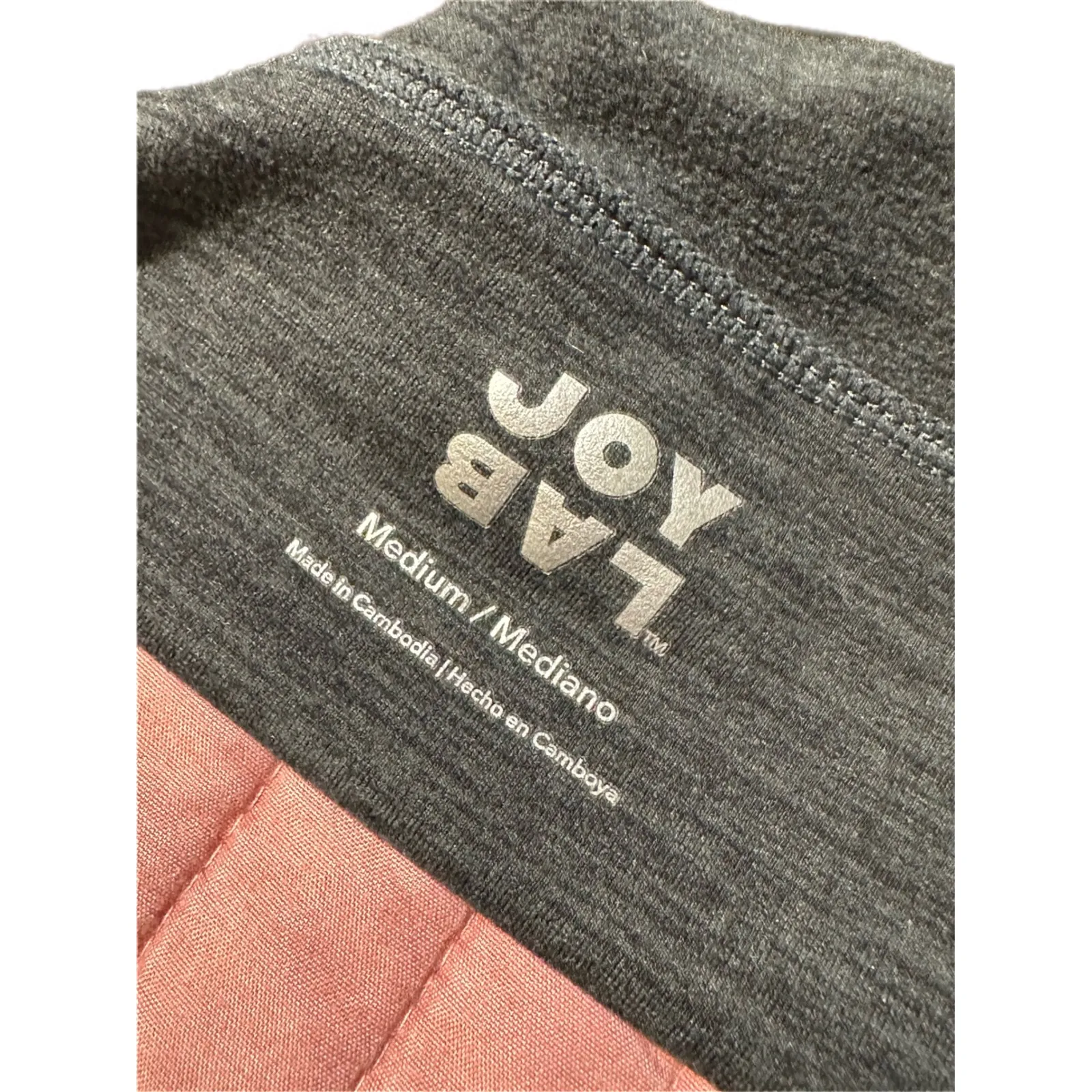 JOYLAB Grey Heathered High Neck Crossback Sports Bra Medium Activewear Workout - Image 5