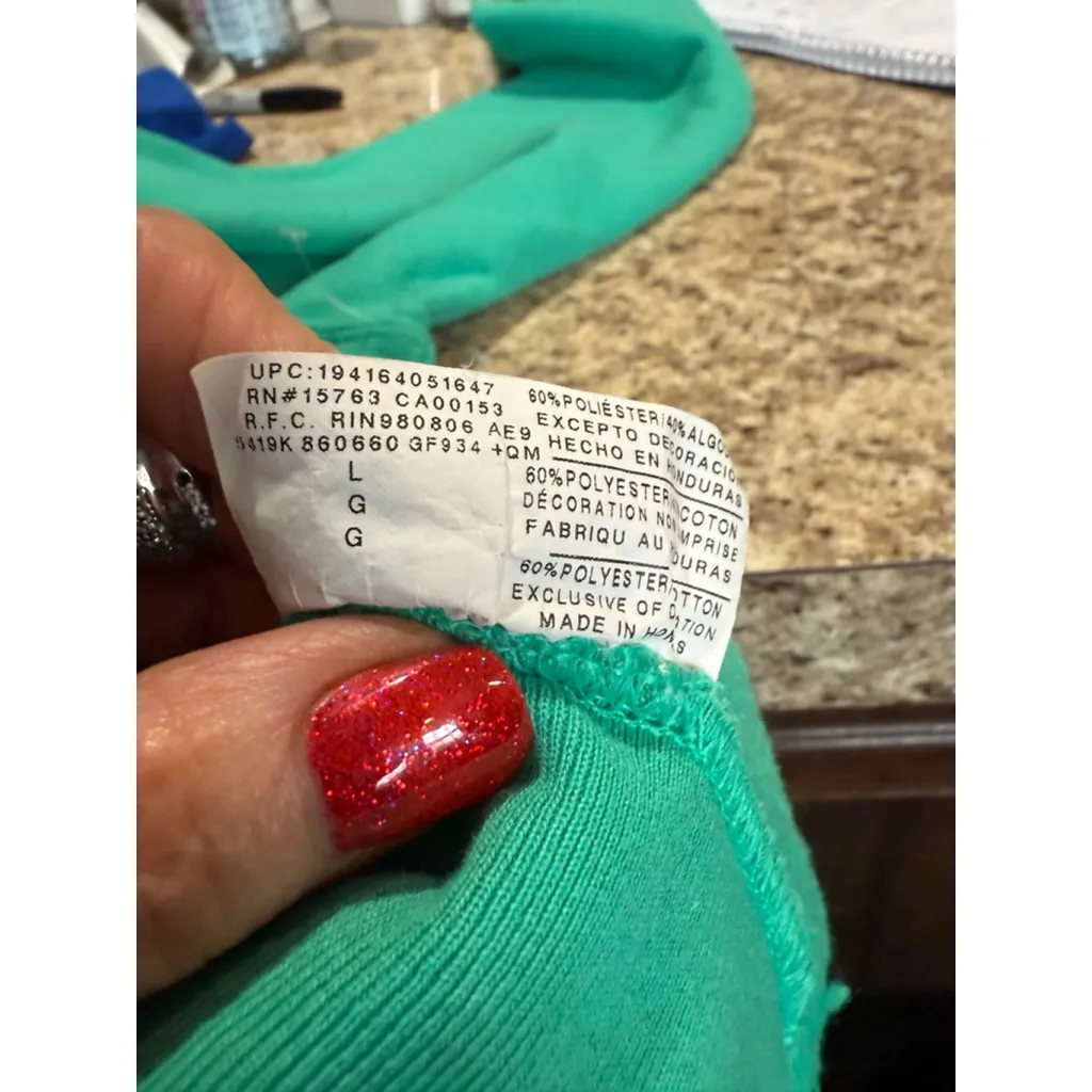 Women's Champion Green Hoodie with Pink Logo, Size L - Image 7