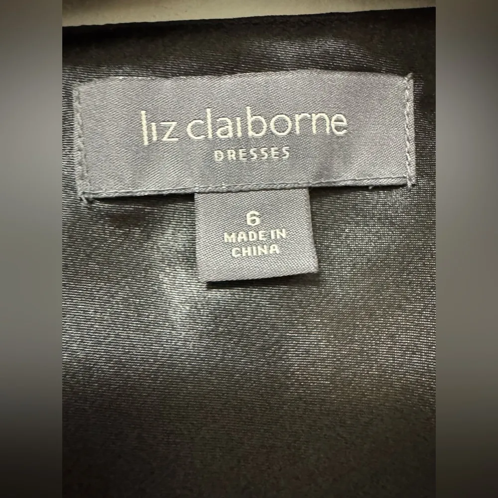 Y2K Liz Claiborne Black Party Dress Ruffled Tiered Skirt Bow Draped Formal 6 - Image 3