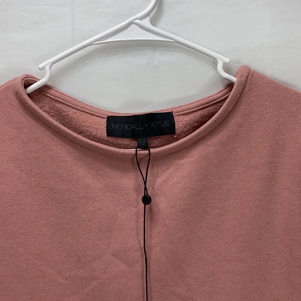 Kendall & Kylie Pink Salt Crew Neck Back Cut Out Sweatshirt Size XXS - Image 2