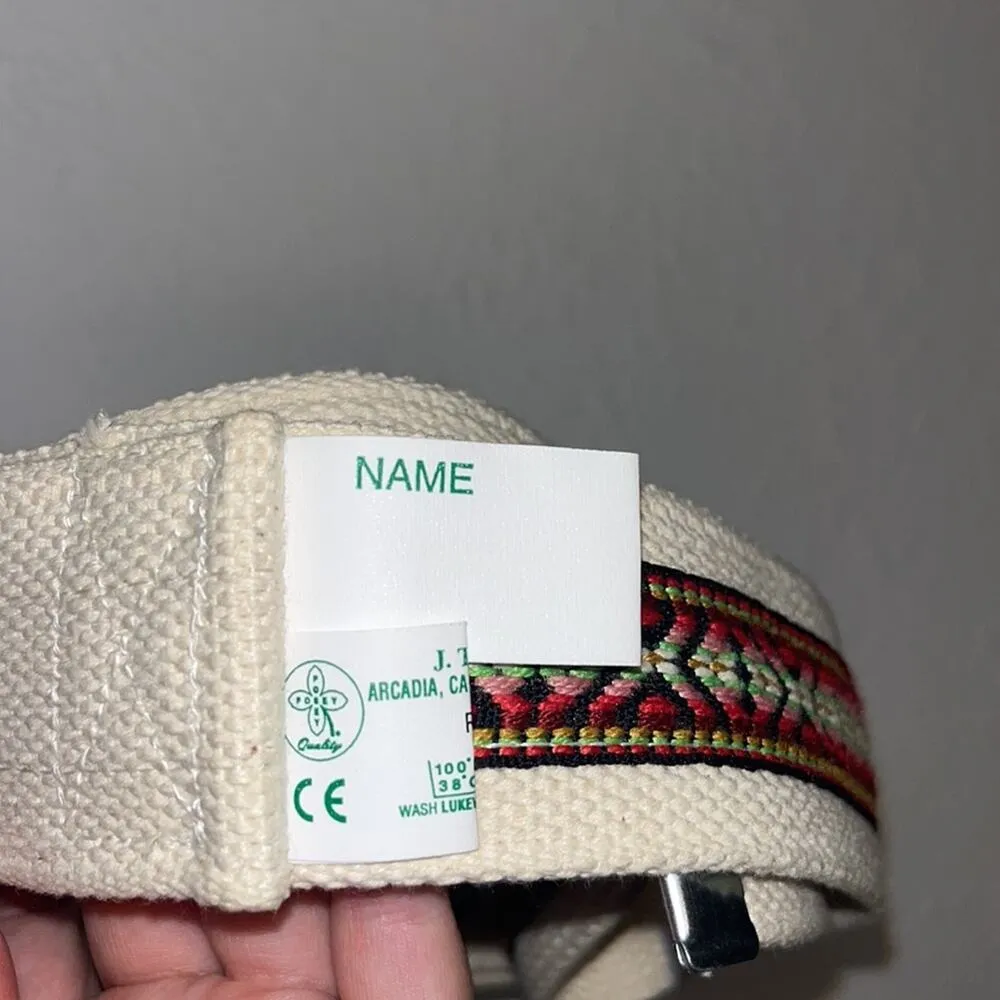 Vintage Fabric Belt Multicolor Embroidered Aztec Tribal Boho Waist Belt Womens - Image 4