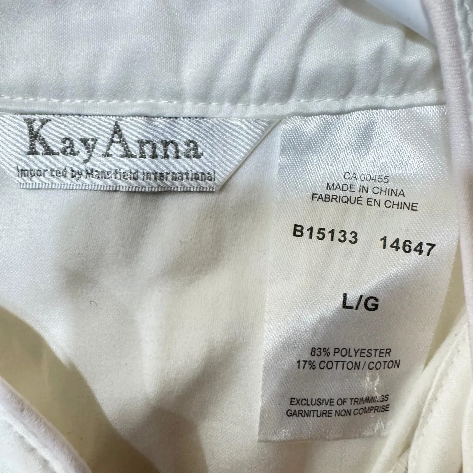 VTG Kay Anna International Pajama Set Floral Embroidered Button Front Top Pant L White Size undefined - Image 10