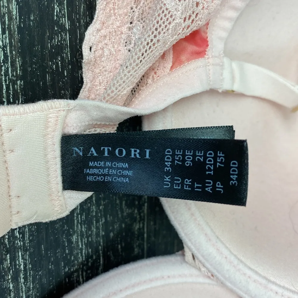Natori Pink & Ivory Lightly Lined Underwire Contour Bra 34 DD - Image 4