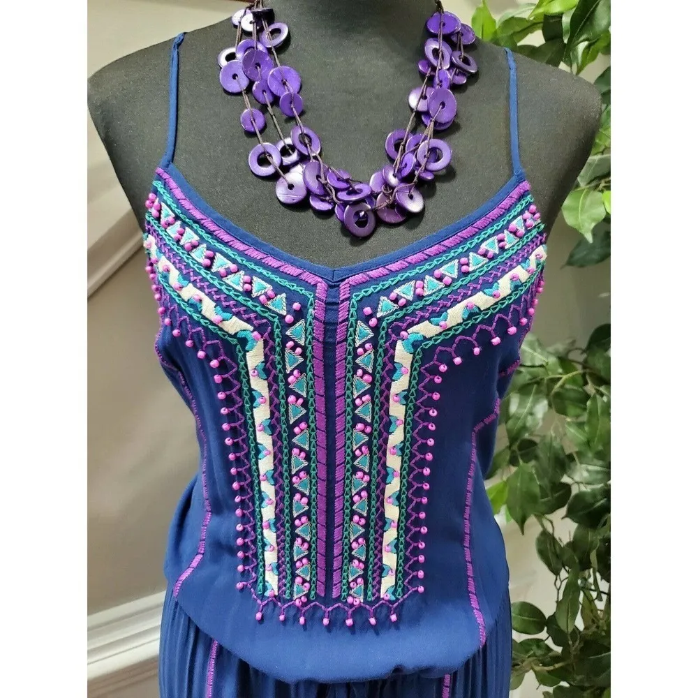 Nanette Lepore Women's Blue 100% Rayon Sleeveless Strappy Maxi Dress Size XS - Image 2