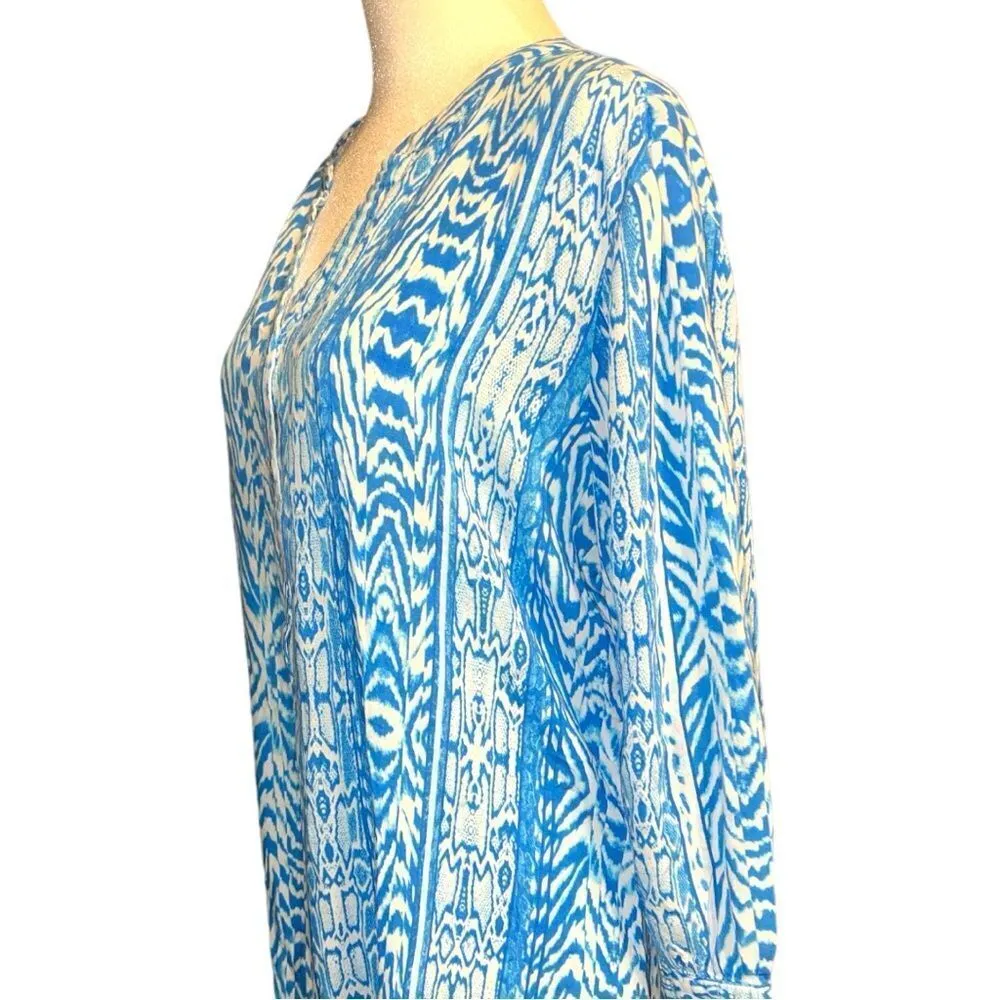 Grand and greene brand cute lightweight blue and white 3/4 sleeves tunic. Size L - Image 4