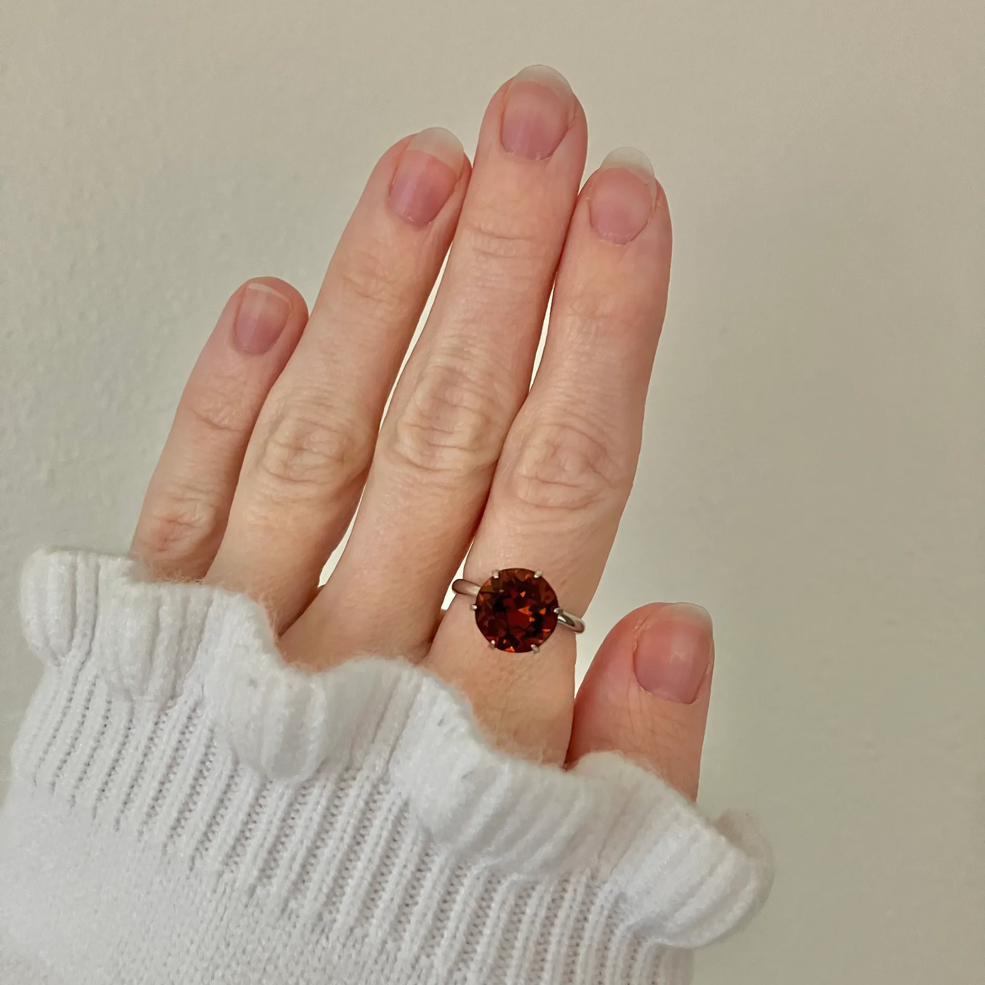 Round Chocolate Stone & Silver Ring “Bronya” Citrine Smokey Quartz Glass Boho Jewelry Brown - Image 12