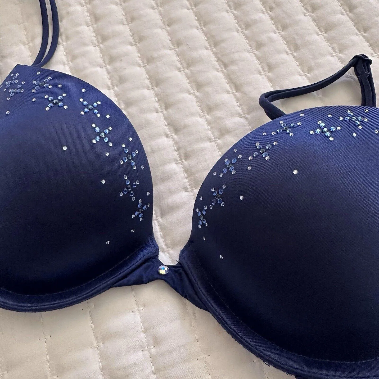 Victoria’s Secret Very Sexy Rhinestone Push Up Bra 34B Underwire Blue - Image 11