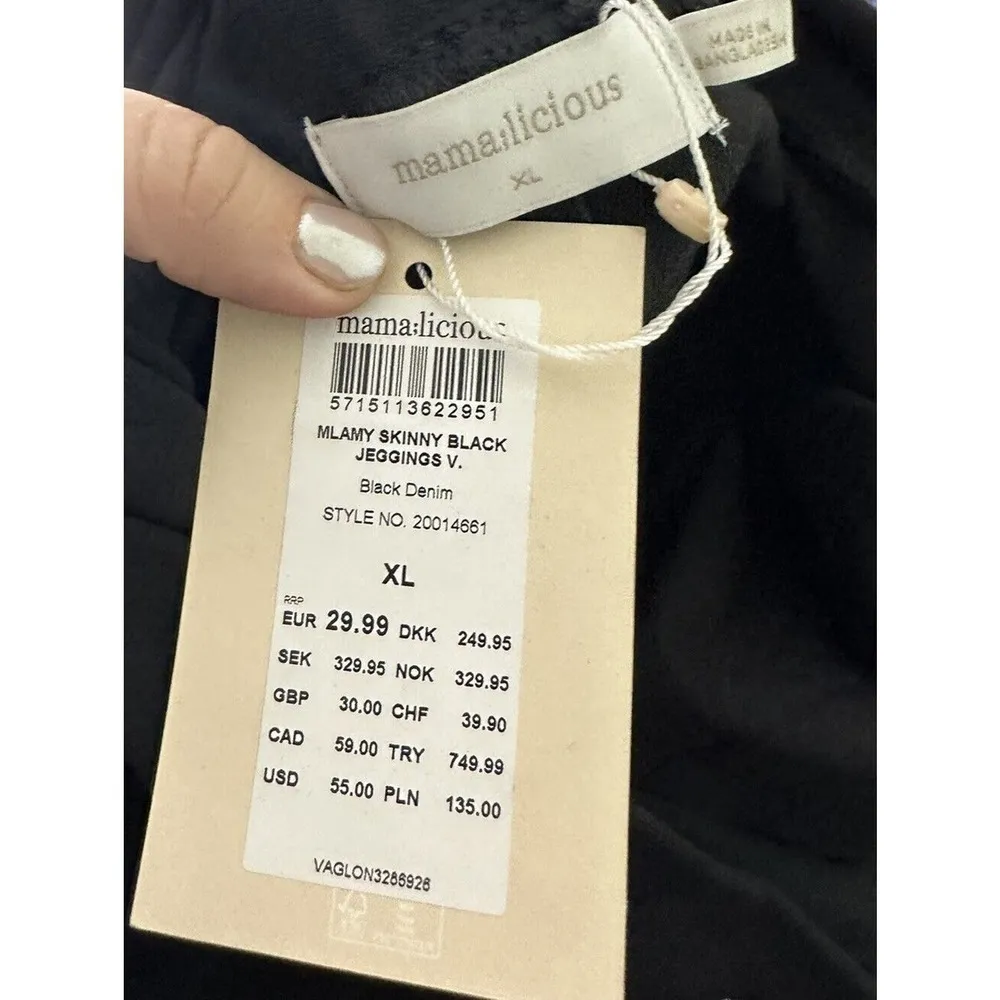 Mama;licious Maternity Jeggings Sz XL Ankle Jeans Over The Bump stretch​​​ Black - Image 10