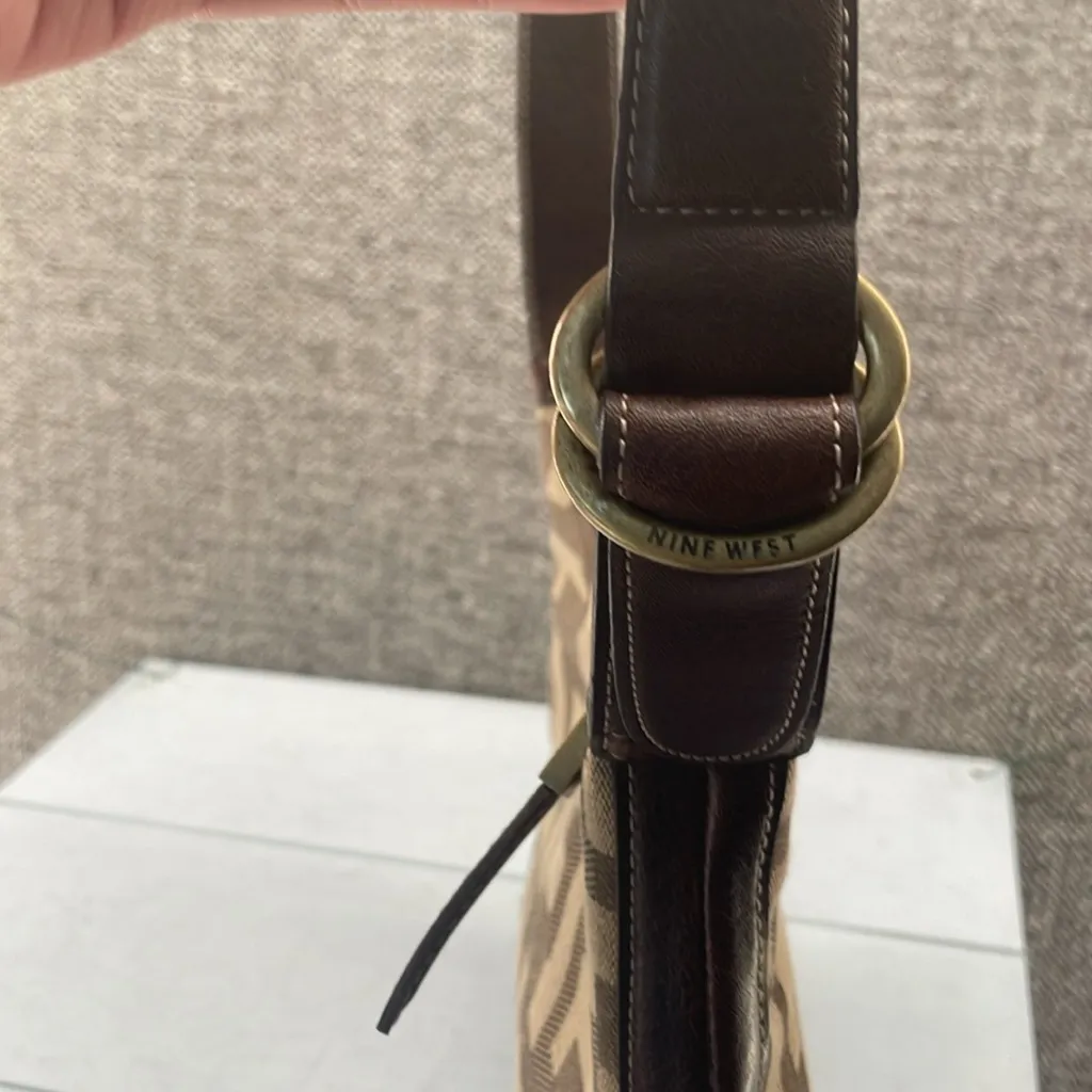 Nine West Bag Small‎ Monogrammed Vintage Pleather Brown Cute - Image 5