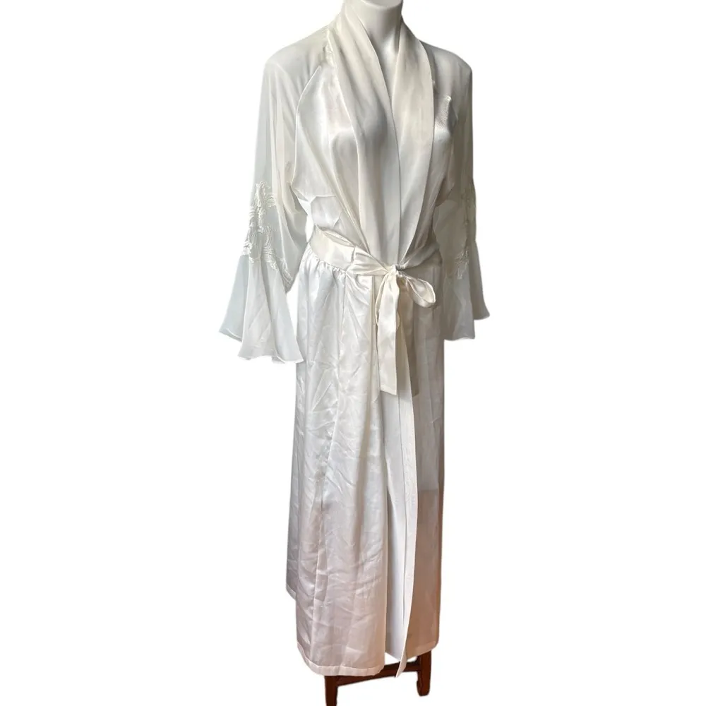 Oscar de la Renta Pink Label Satin and Crepe Peignoir, Robe, Lingerie, Sz M - Image 2