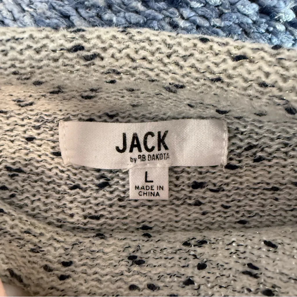 Jack by BB Dakota Grey Speckled Sweater Mock Crewneck Knit Neutral Capsule L - Image 5