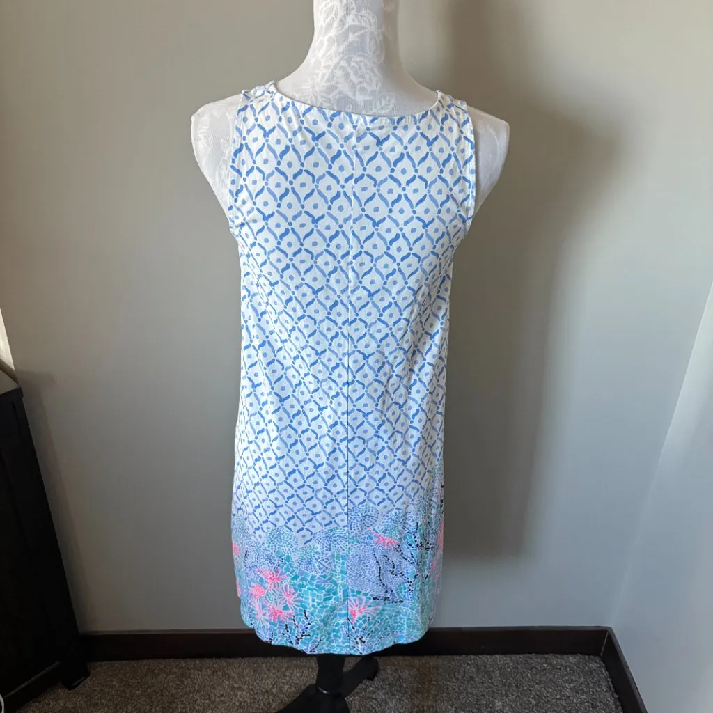 Lilly Pulitzer Luella Dress Sea La Vie Print Blue Tank Style Womens Small - Image 4