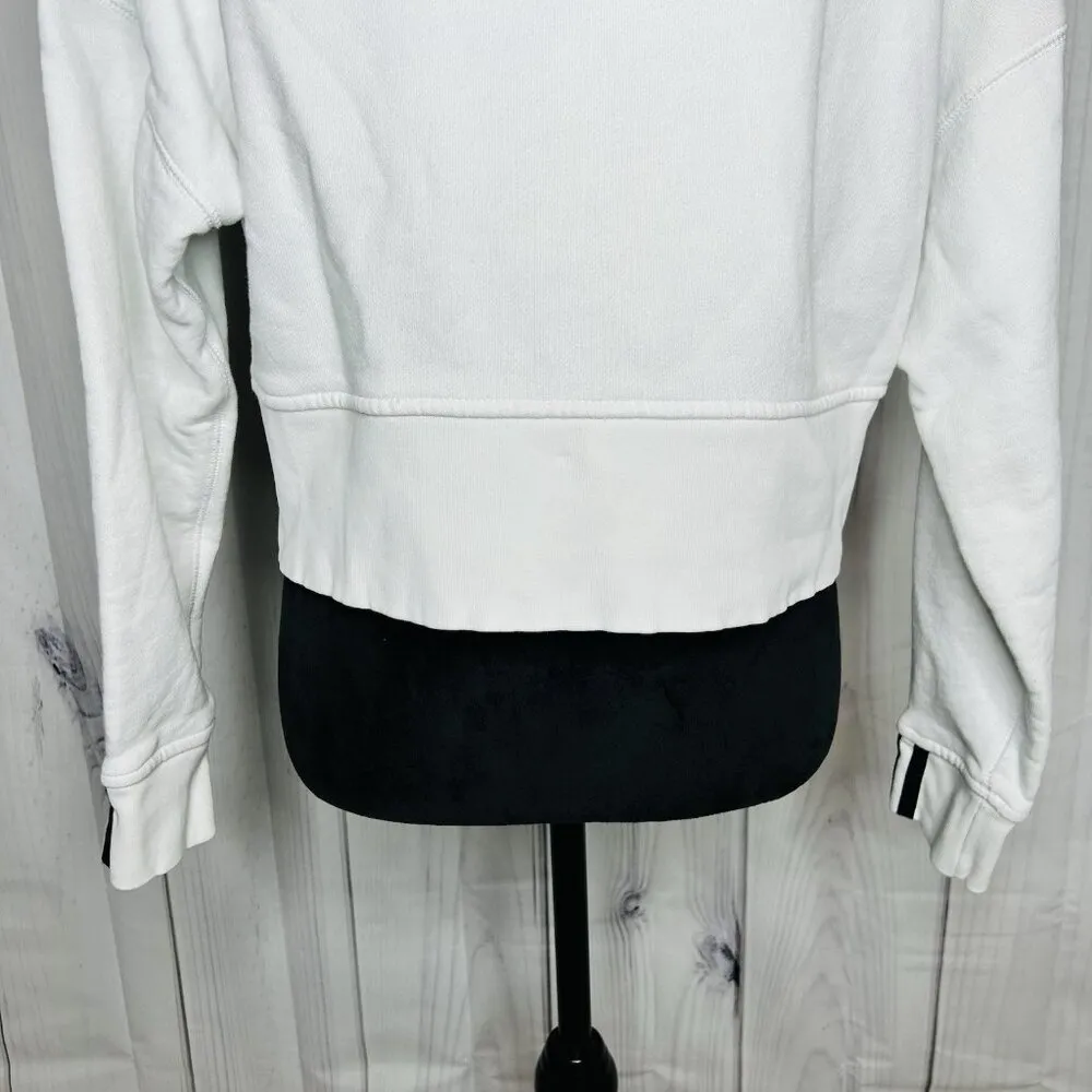 Adidas Three Stripe Vocal White & Black Cropped Hoodie Sweatshirt Size S - Image 11