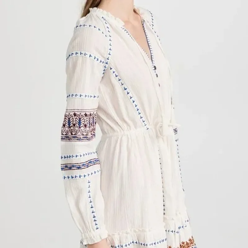 Veronica Beard Danica Embroidered Cotton Dress Sz S | Boho Style | MSRP $498 - Image 6
