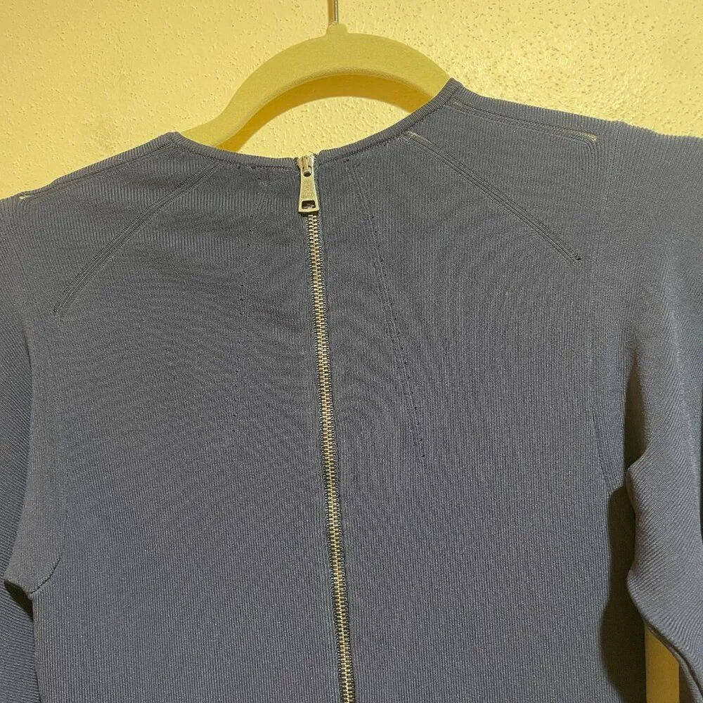 Ted Baker Size 1 US 4 Lounia Fluted Sleeve Knit Sheath Dress Navy Blue - Image 13