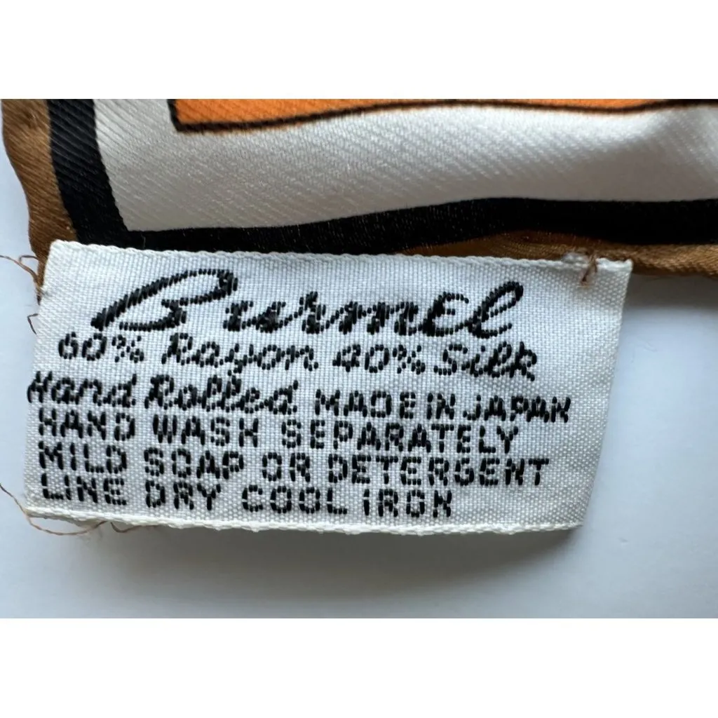 BURMEL Leopard Animal Print Silk Rayon Blend Scarf Brown Orange 60s 70s Vintage - Image 5