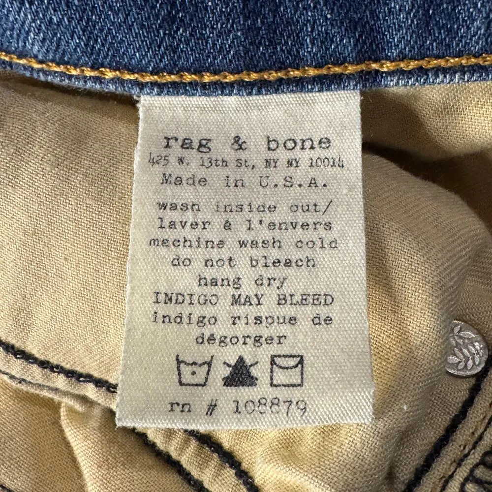 Rag & Bone SZ 28 The Dre Boyfriend Jeans Bradford Low-Rise Zip-Fly Whiskered - Image 11