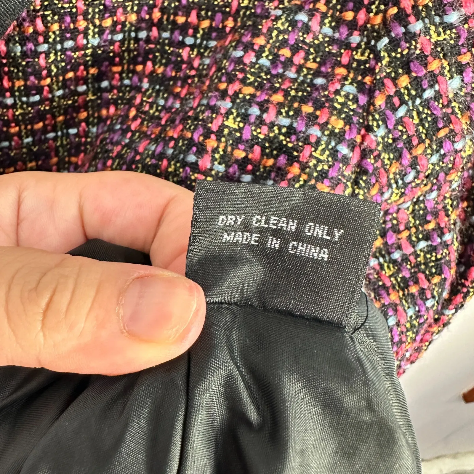 Cynthia Max Blazer Womens PL Black Multicolor Tweed Boucle Mod Preppy Statement - Image 4