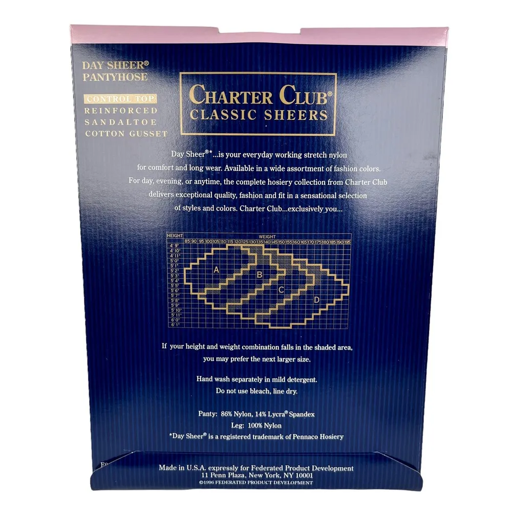 Charter Club Day Sheer Pantyhose Control Top Jet Black Size B - Image 2
