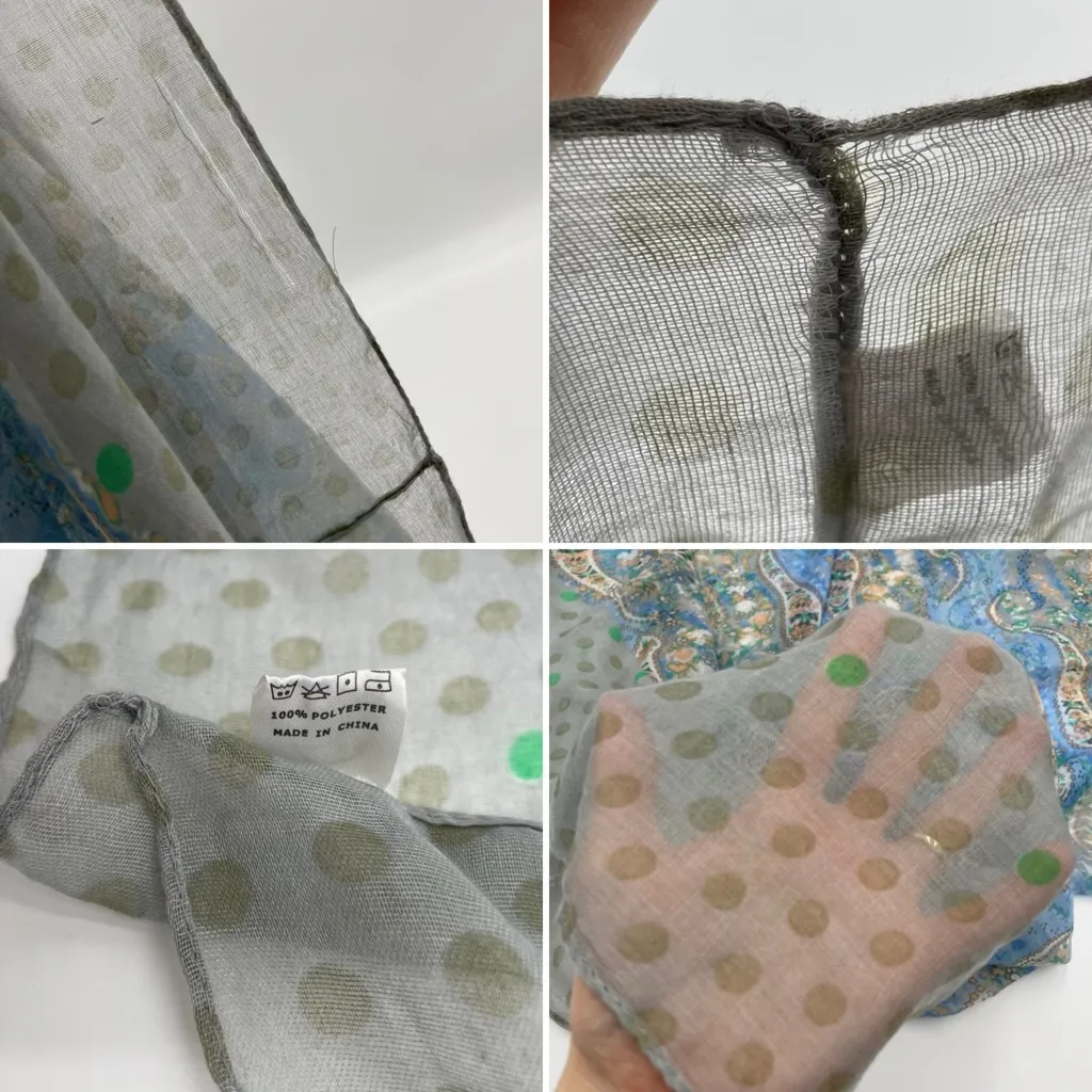 Gauzy Scarves Set of 5 Mixed Long Infinity Paisley‎ Fringe Raw Edge Floral Plaid Purple - Image 6