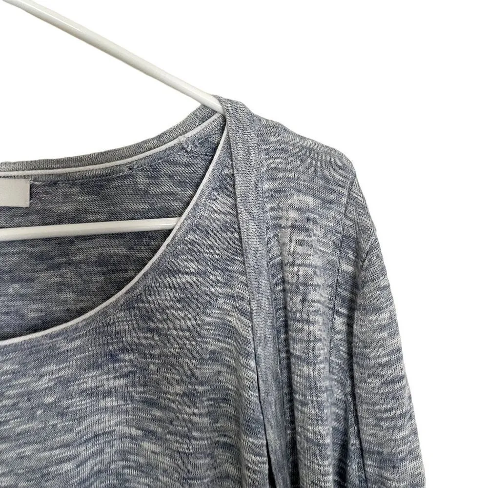 Ecetera linen double cardigan and cami crewneck blue and white knit vintage top - Image 2