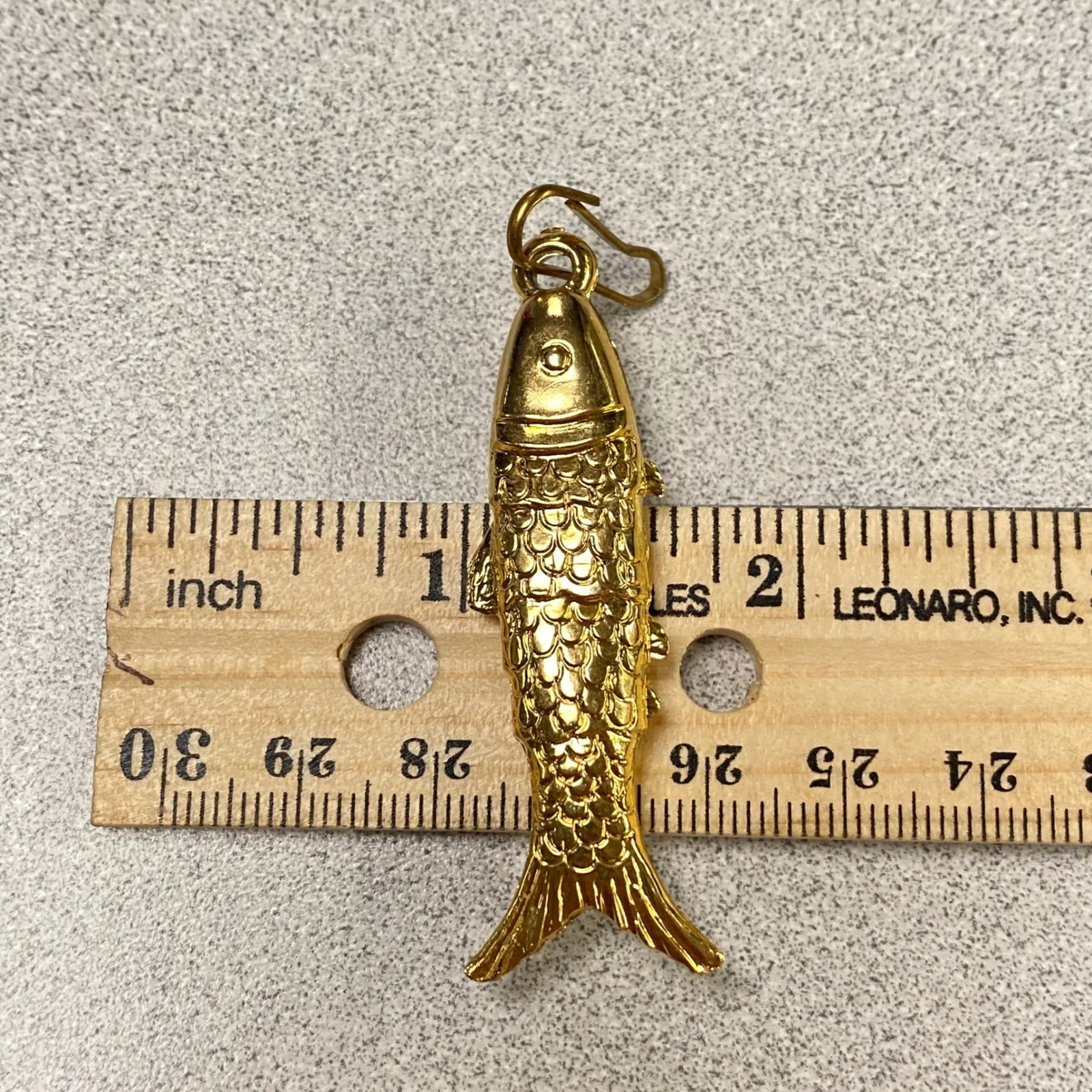 Gold Tone Lucky Fish Charm Pendant Keychain Bag Accessory Fisherman Novelty - Image 3