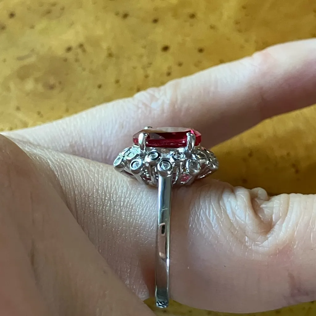 Lab Created Red Sapphire Sterling Silver Cocktail Ring - Image 3
