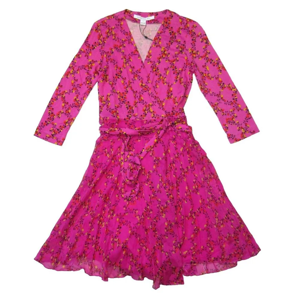 NWT Diane von Furstenberg DVF Irina in Shalamar Trellis Pink Silk Wrap Dress 4 - Image 2