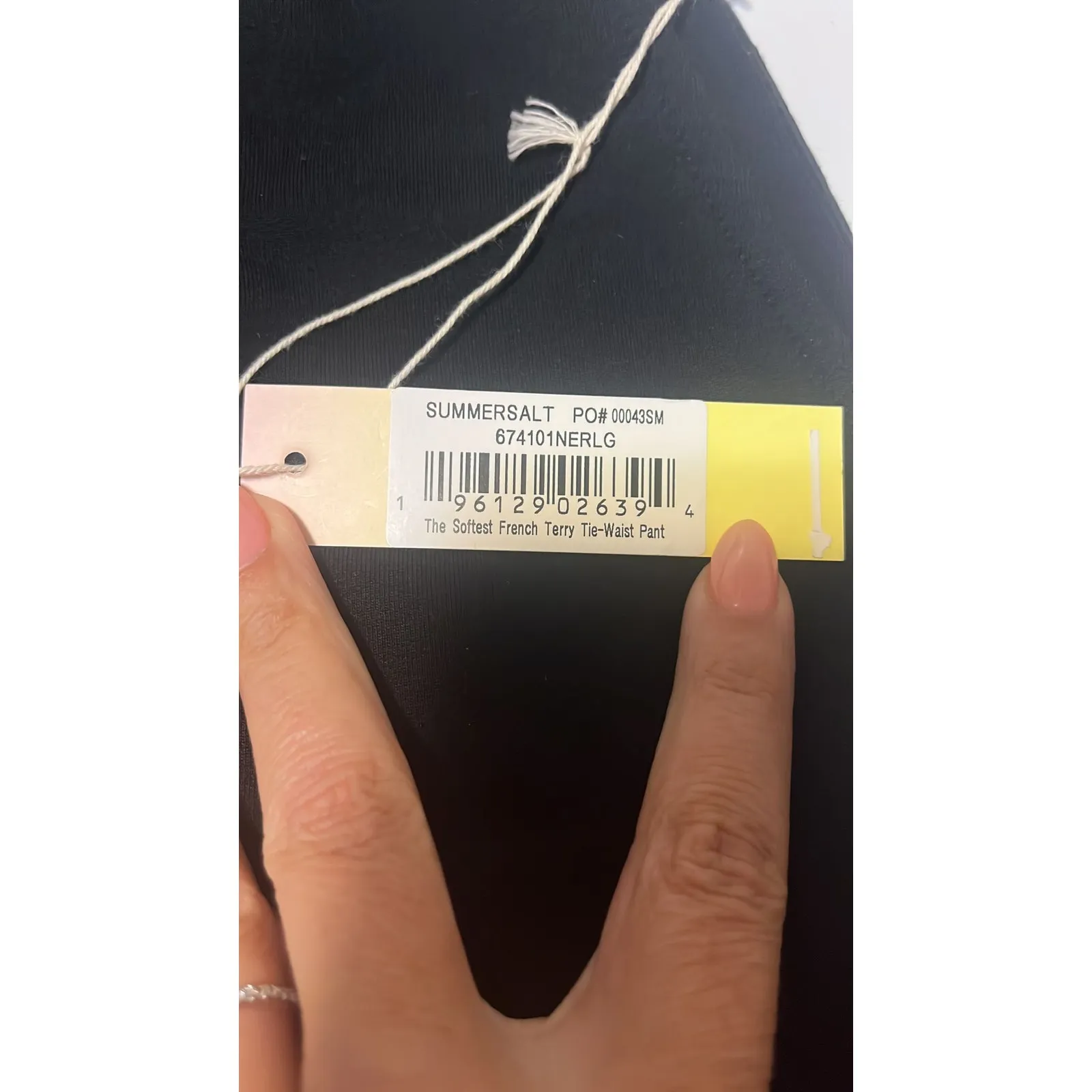 NWT SUMMERSALT The Softest French Terry Tie Waist Pant in Black sz. L - Image 6