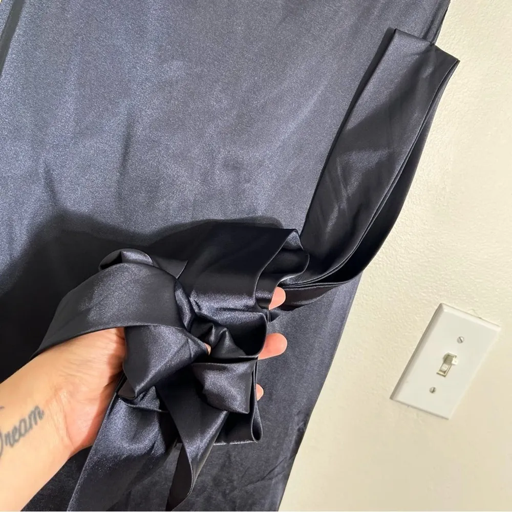 NWT Dessy Collection Cap Sleeve Blouson Faux Wrap Maxi Dress Midnight Navy Blue Size 0 - Image 10