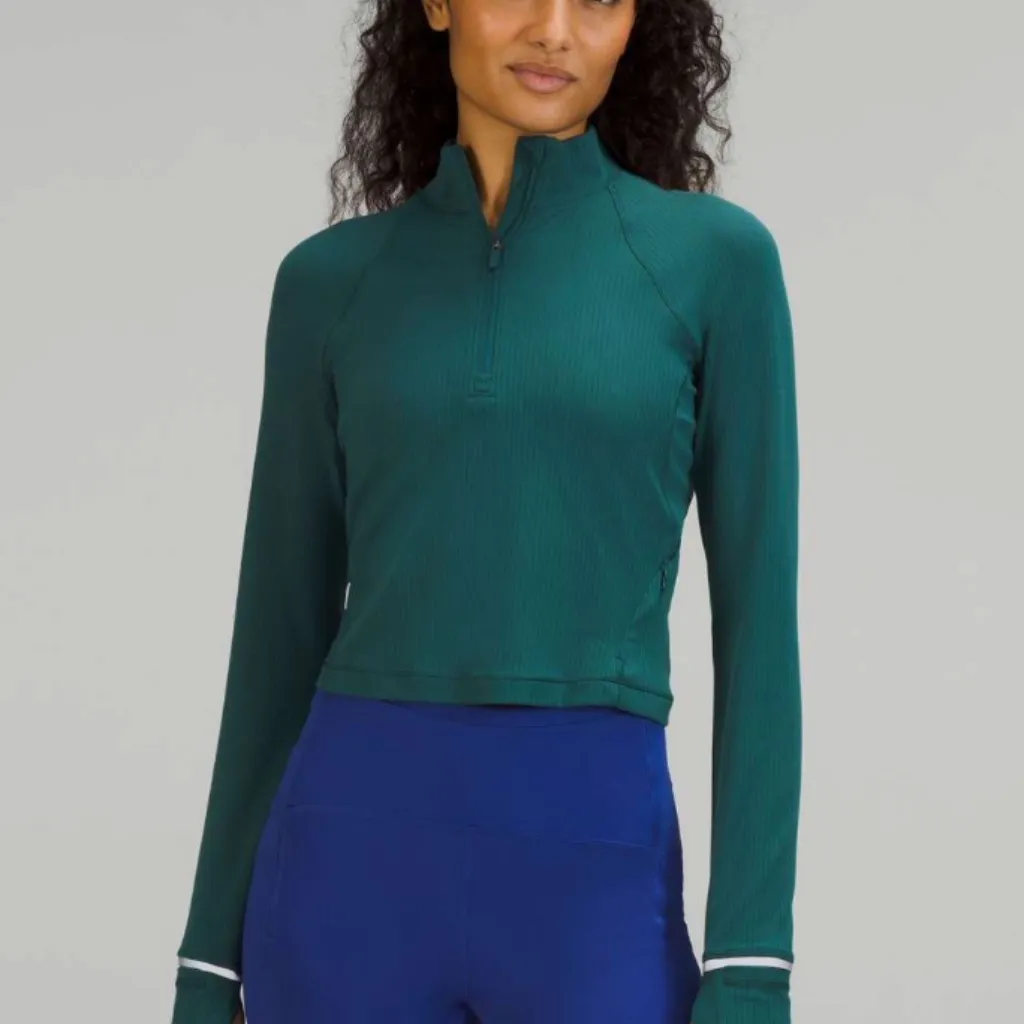 Lululemon Its Rulu Run Cropped Half‎ Zip - Size 4. - Image 4