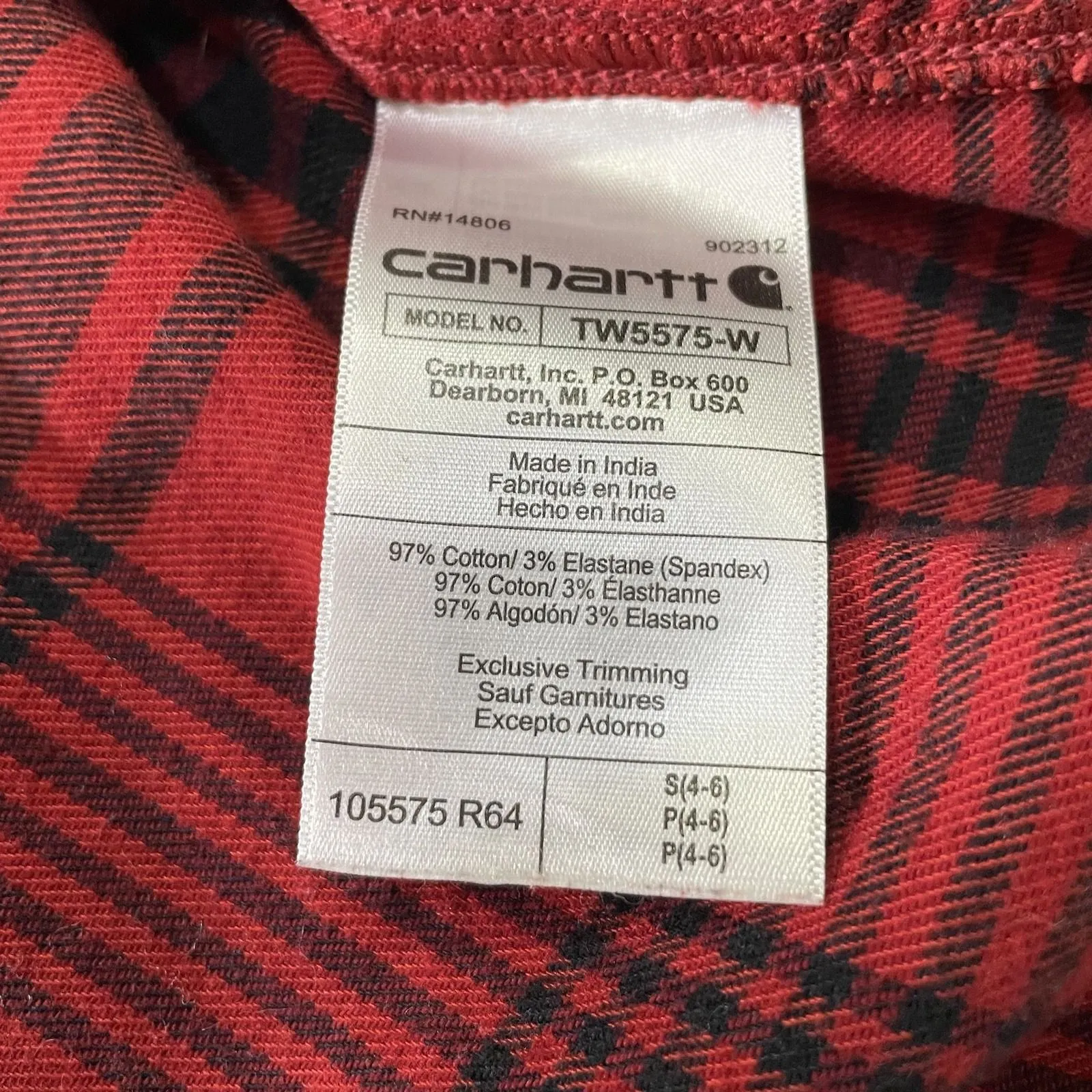 Carhartt Rugged Flex Shirt Dress Flannel Shacket Womens S Red Plaid Relaxed Fit - Image 6