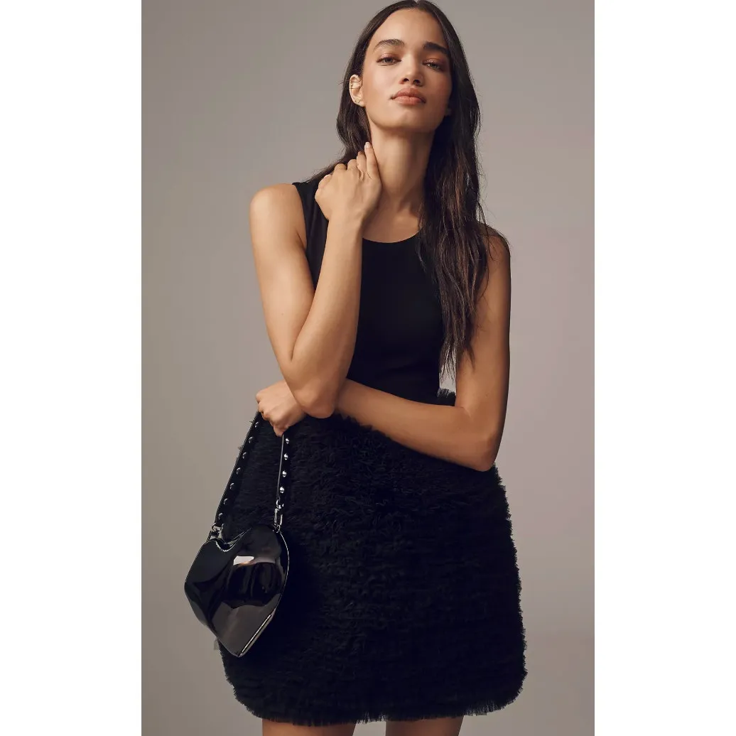 HUTCH Twofer Black Satin Tulle Mini Dress Size XXS NWT - Image 3