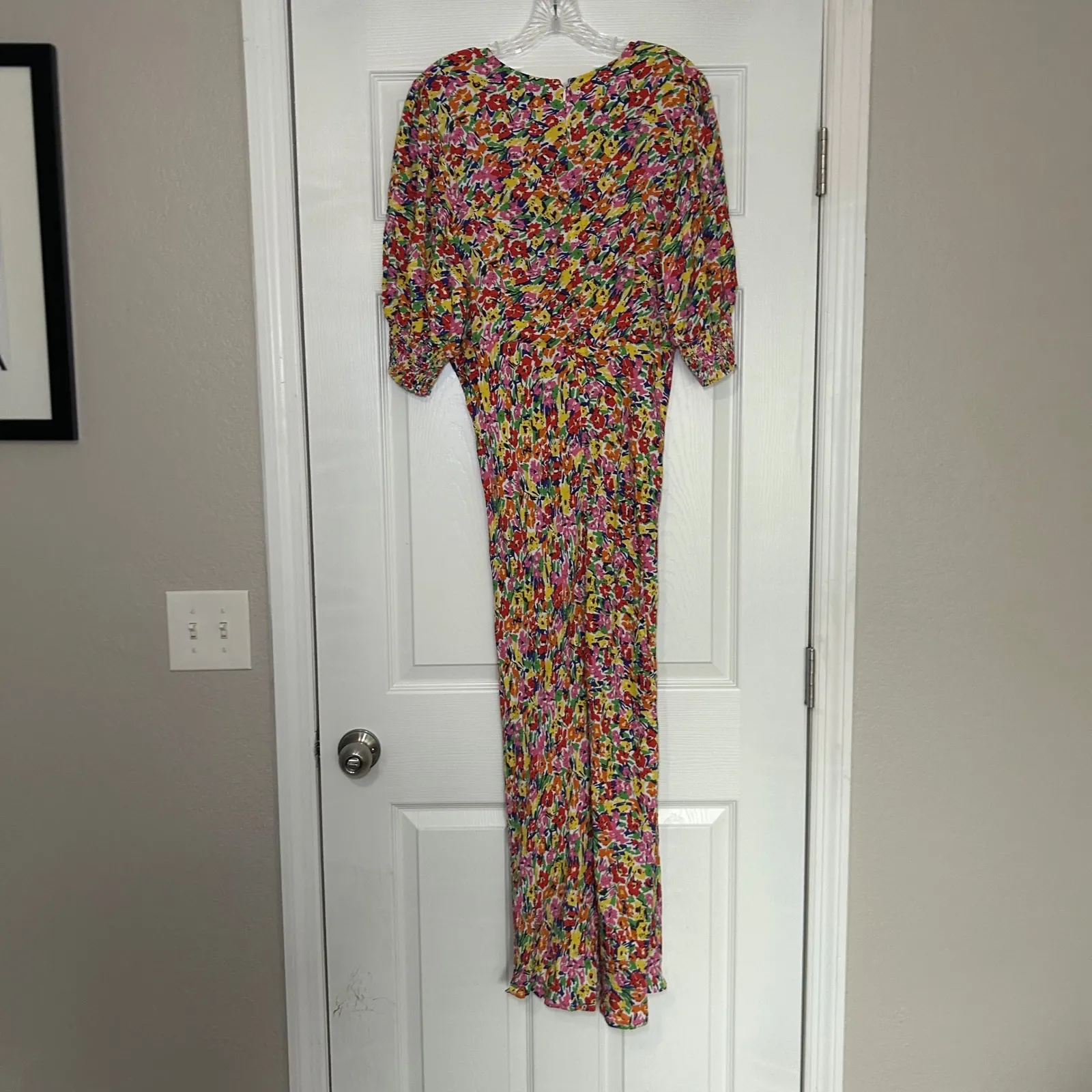 NWT Rixo Target Floral Maxi Dress Size 14 Pink Multi V Neck boho festival garden - Image 6