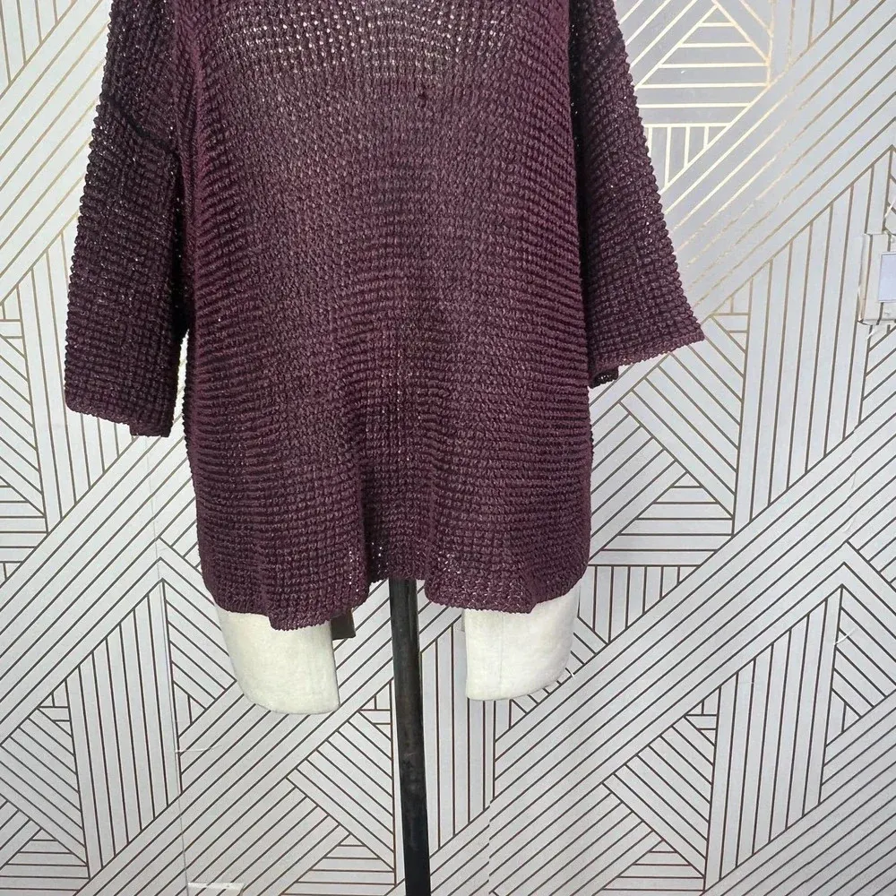 Isabel Marant Maroon Purple‎ Open Knit Linen Blend V-Neck Sweater Size 38 / US 6 - Image 5
