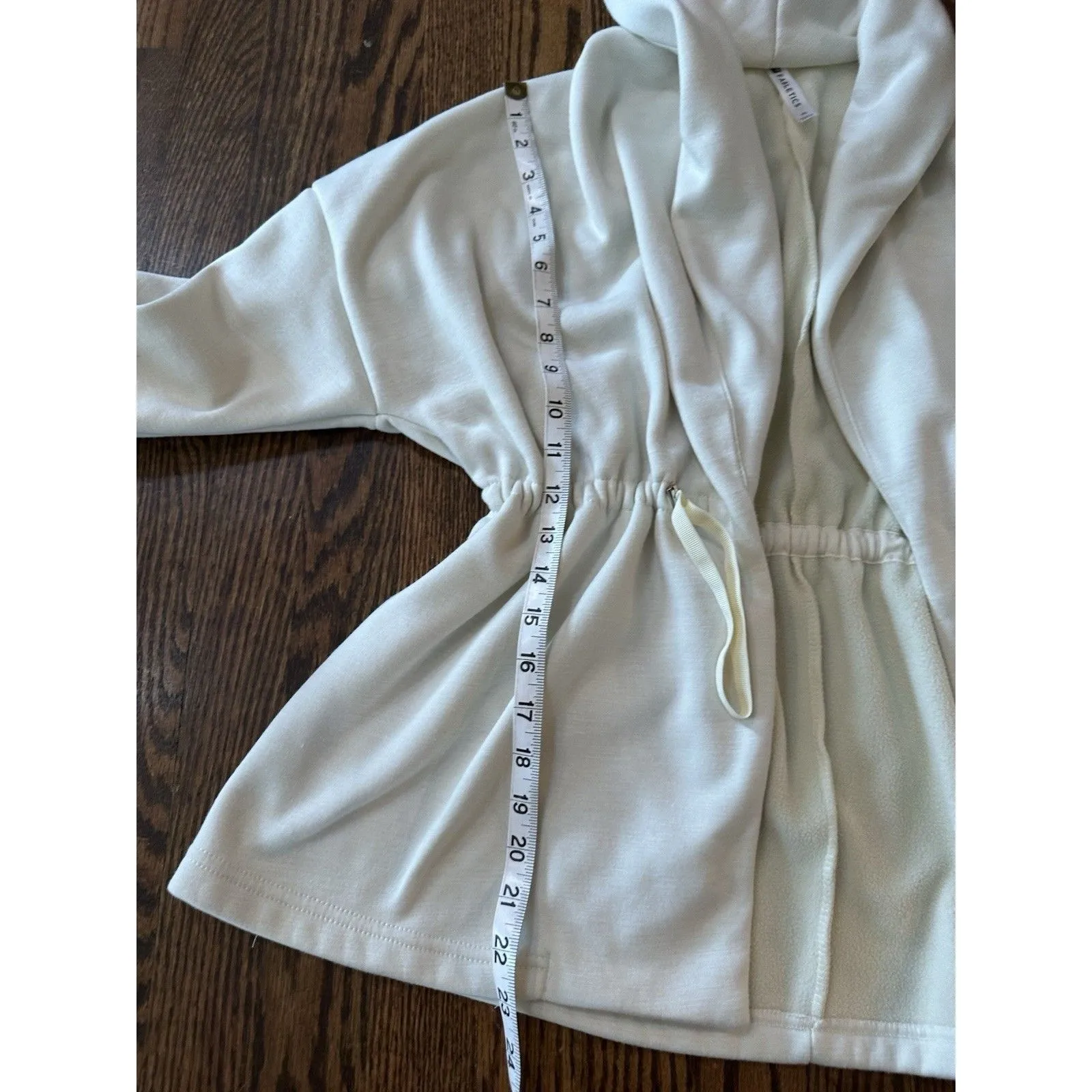 Fabletics Sage‎ Coat Jacket Fleece Size Medium Cream Open Front Cinched Waist - Image 12