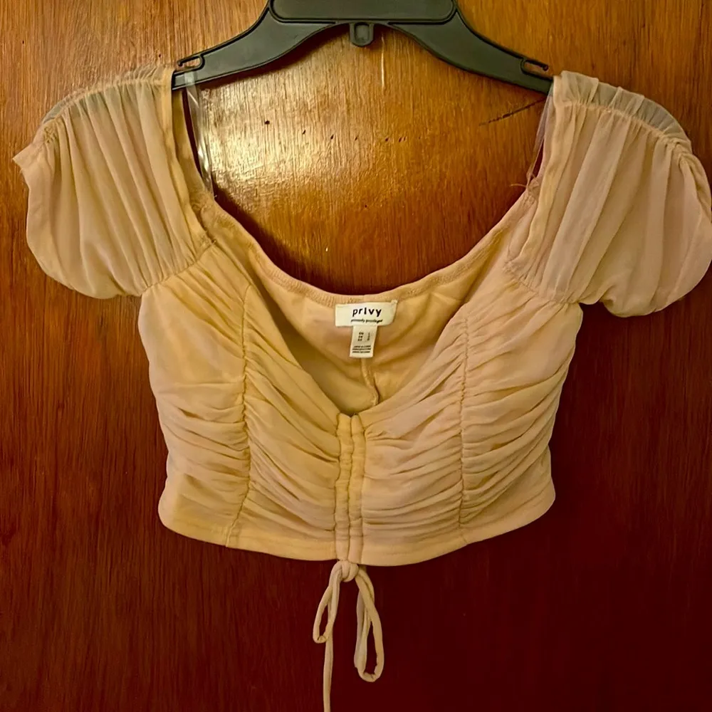 Two Piece Beige Ruffle Dress - Image 3