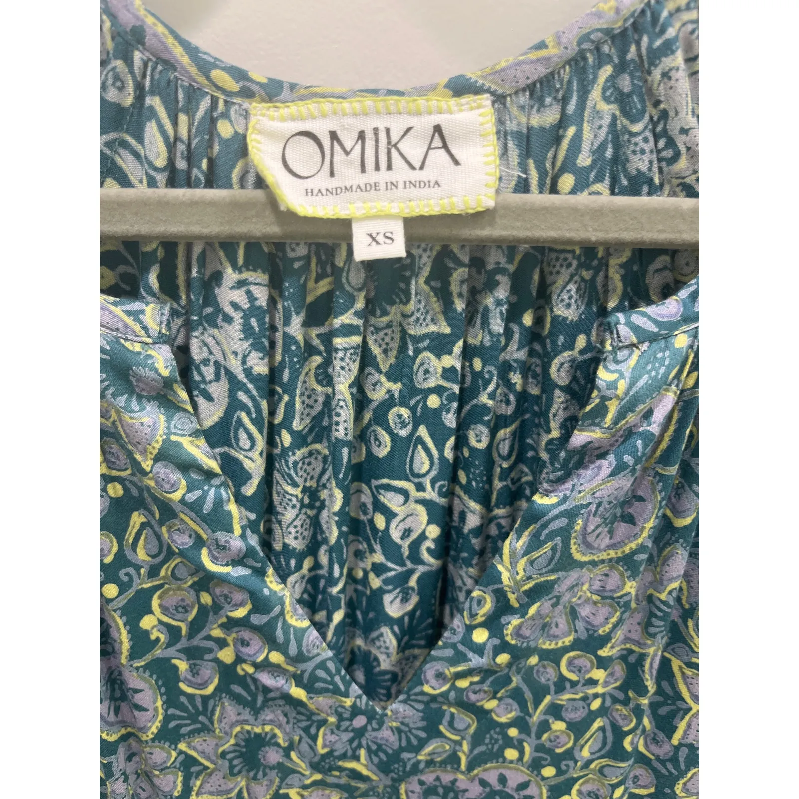 Omika Maisonette Rivera Maxi Long Sleeves Tabina Sea Glass Dress Sz XS Blue - Image 3