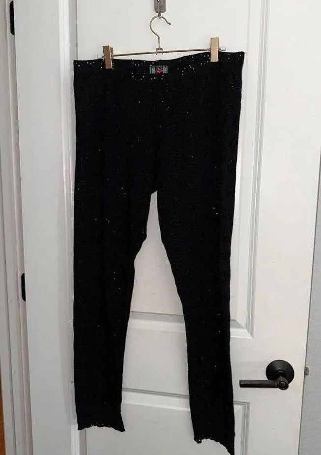 Johnny Was Cropped Lace Leggings Sz Medium - Image 6