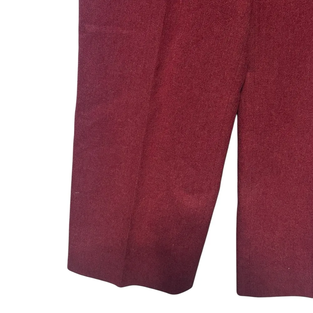 Pendleton Flat Front 70’s Era Vintage Virgin Wool Maroon Textured Trouser 12 - Image 4