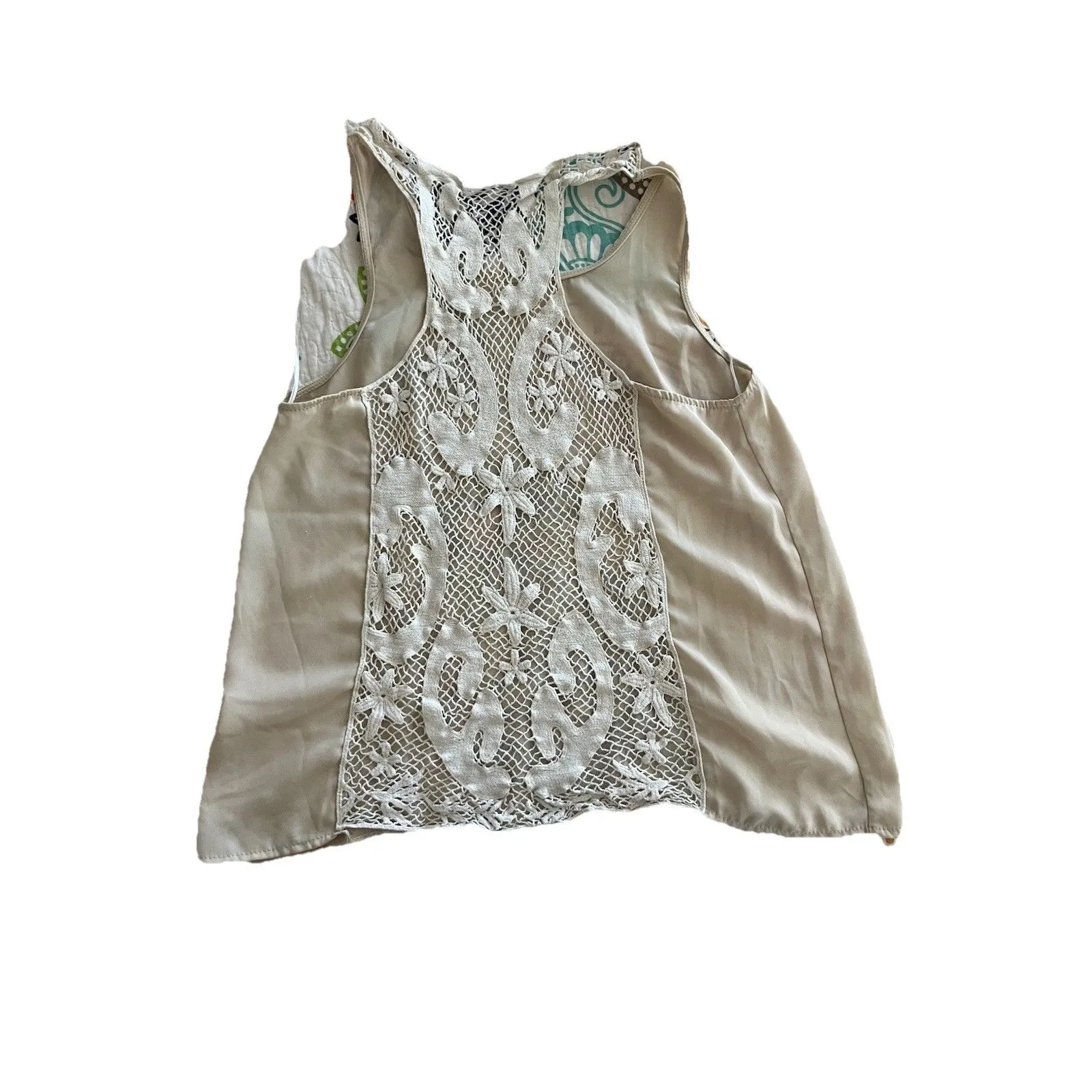 Francesco Bird Cage Tank Top Size M Cottage Core Whimsical Lace Style T1250 White Size M - Image 4