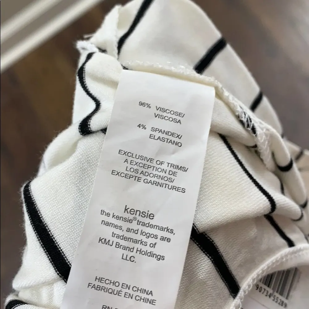 Kensie Jersey Striped Crop Lace-Up Back White Top - Image 5